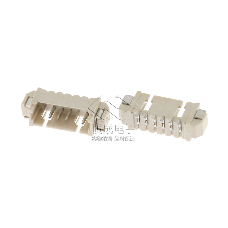 MX1.25-6P臥貼針座1.25-6A米色耐高溫LCP臥式貼片板對線SMT接插件