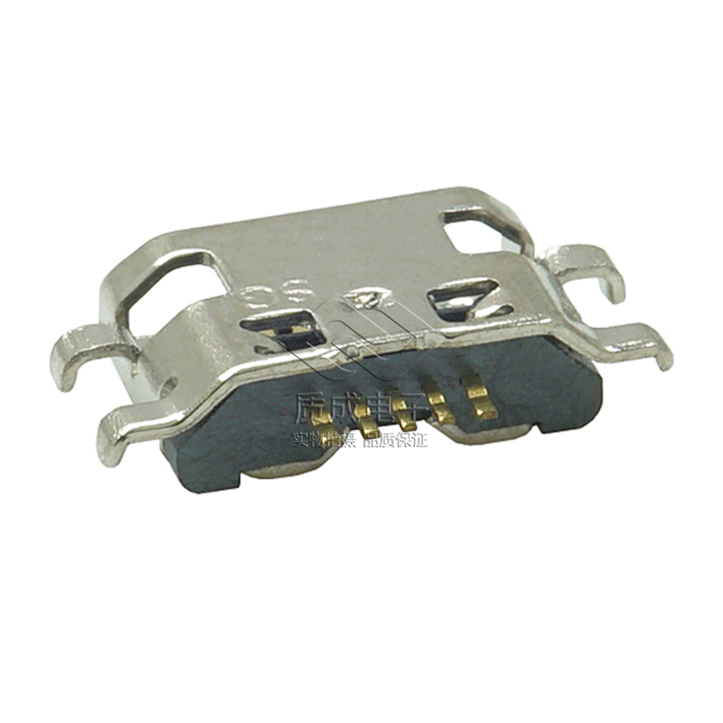 MICRO 5pin電源充電B口插座 斜口沉板0.95四腳插板式