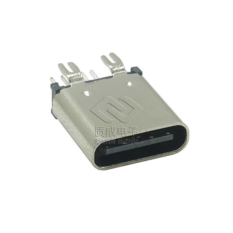 TYPE-C母座連接器14PIN立式插件10.0鍍銀魚叉腳SMT