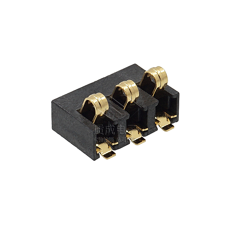 3PIN充電彈片式電池連接器帶固定片間距2.5MM