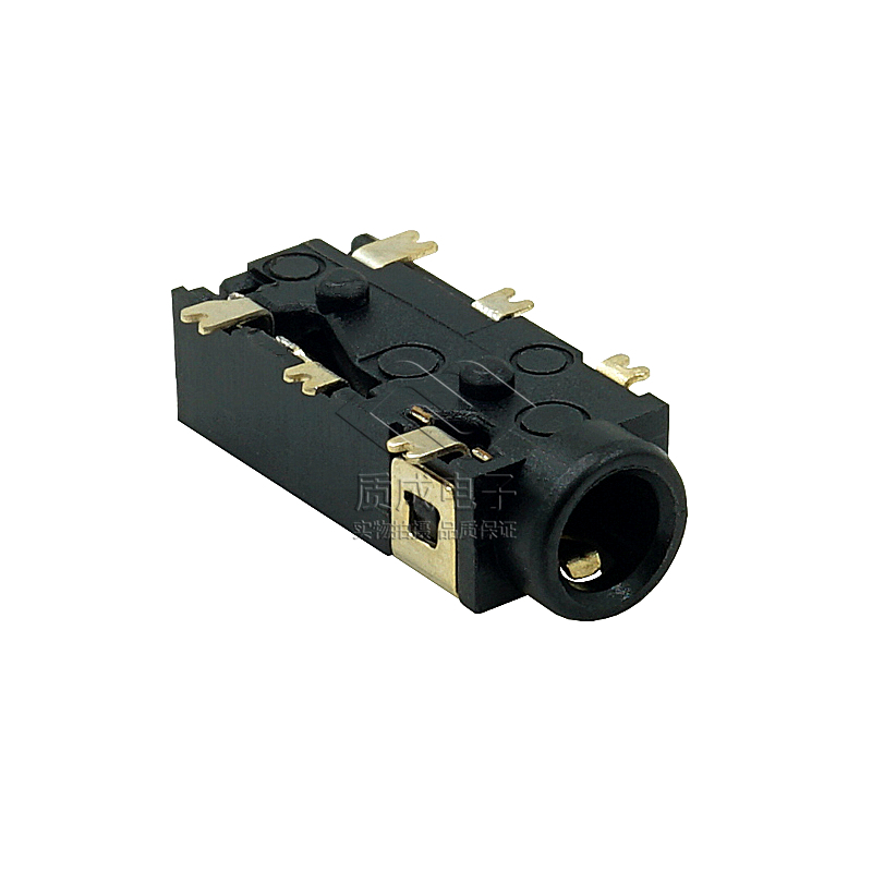 2.5MM耳機座有頭雙柱6PIN全貼半金SMT音頻插座